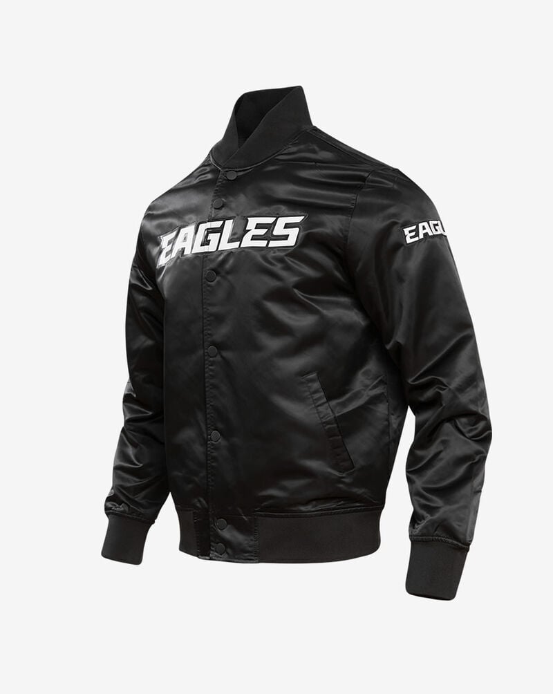PRO STANDARD Philadelphia Eagles Big Logo No Fill Satin Jacket FPE6410204-BLK Black 3