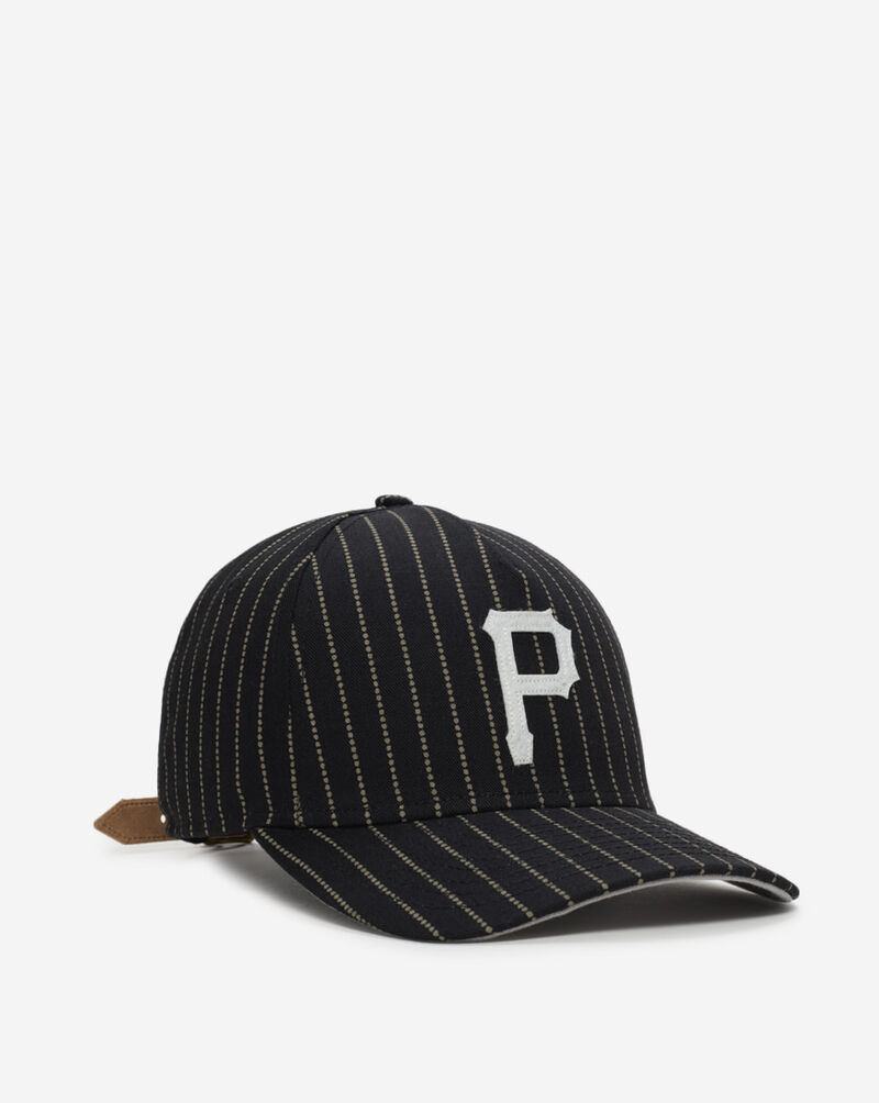 New Era 9Forty Pittsburgh Pirates A-Frame Dotted Pinstripe Energy Snapback Hat  60745193 Black 1