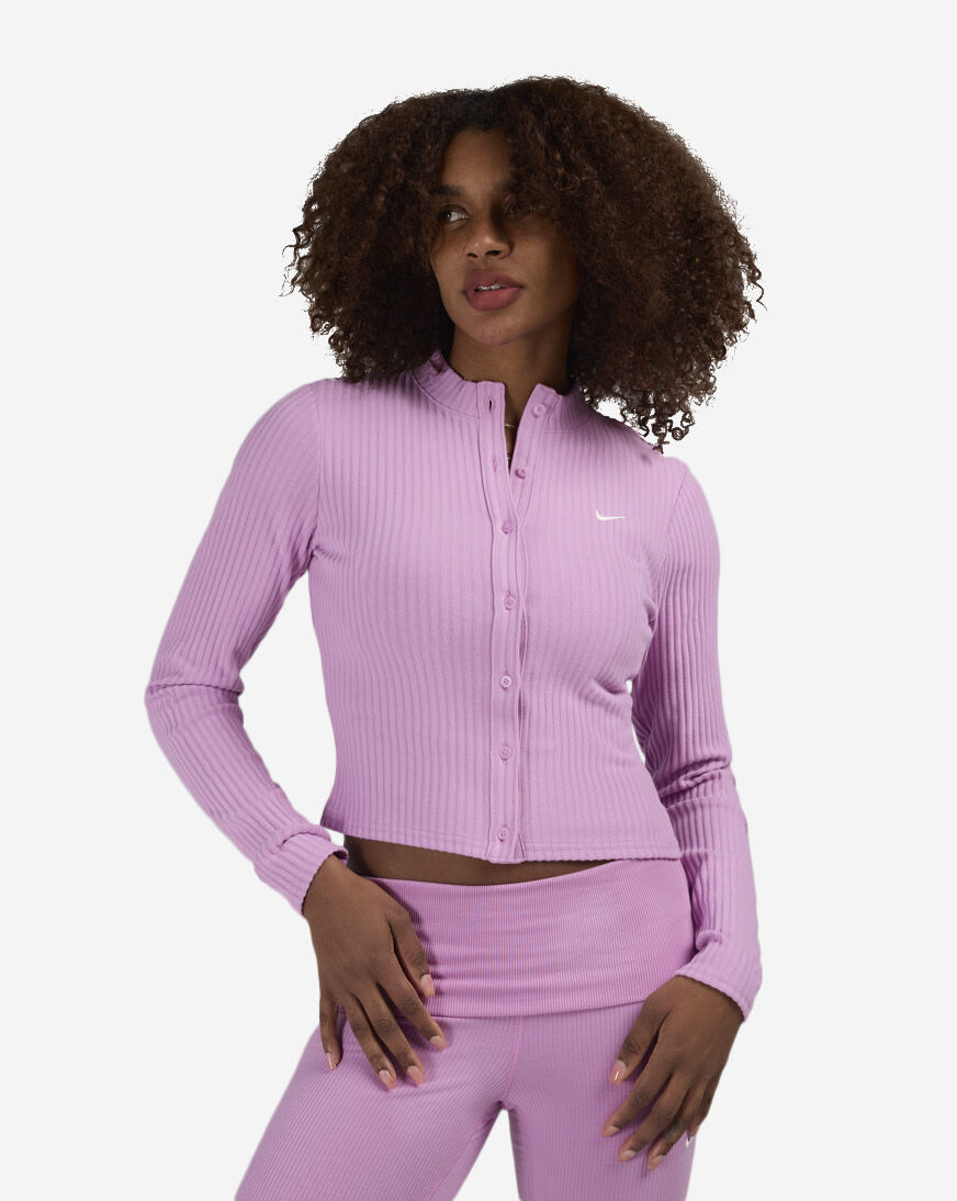 Shop Nike NSW Chill Knit Slim Wide-Ribbed Cardigan IF0234-503 pink