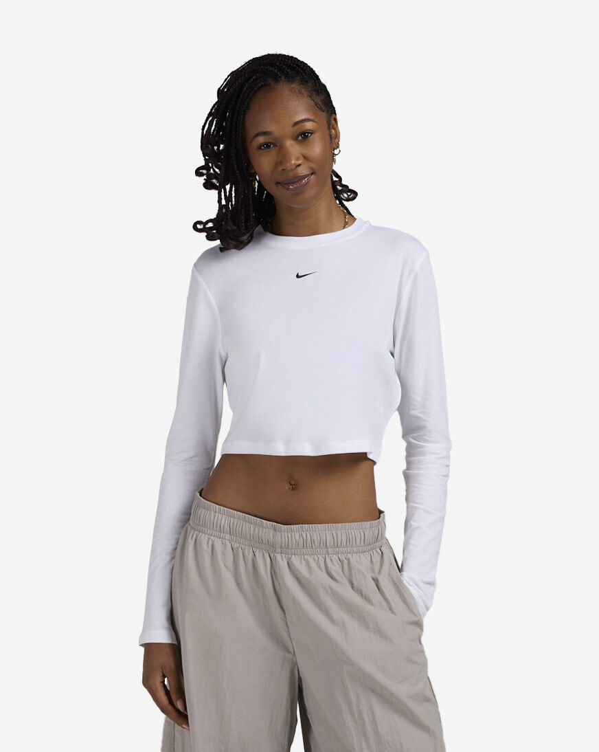 Shop Nike NSW Chill Knit Slim Long-Sleeve Cropped Top HF5322-102
