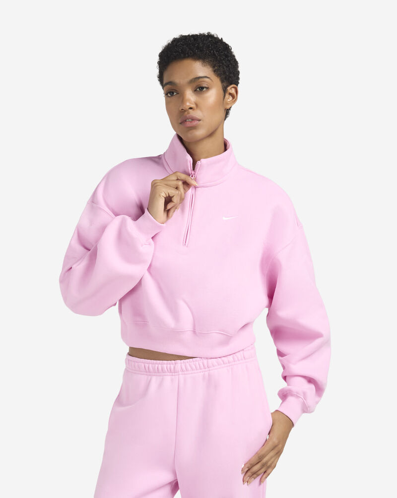 Nike Studio Fleece Medium Weight Oversized 1/4-Zip Cropped Top IM8501-621 Pink 1