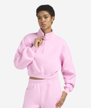 Studio Fleece Medium Weight Oversized 1/4-Zip Cropped Top