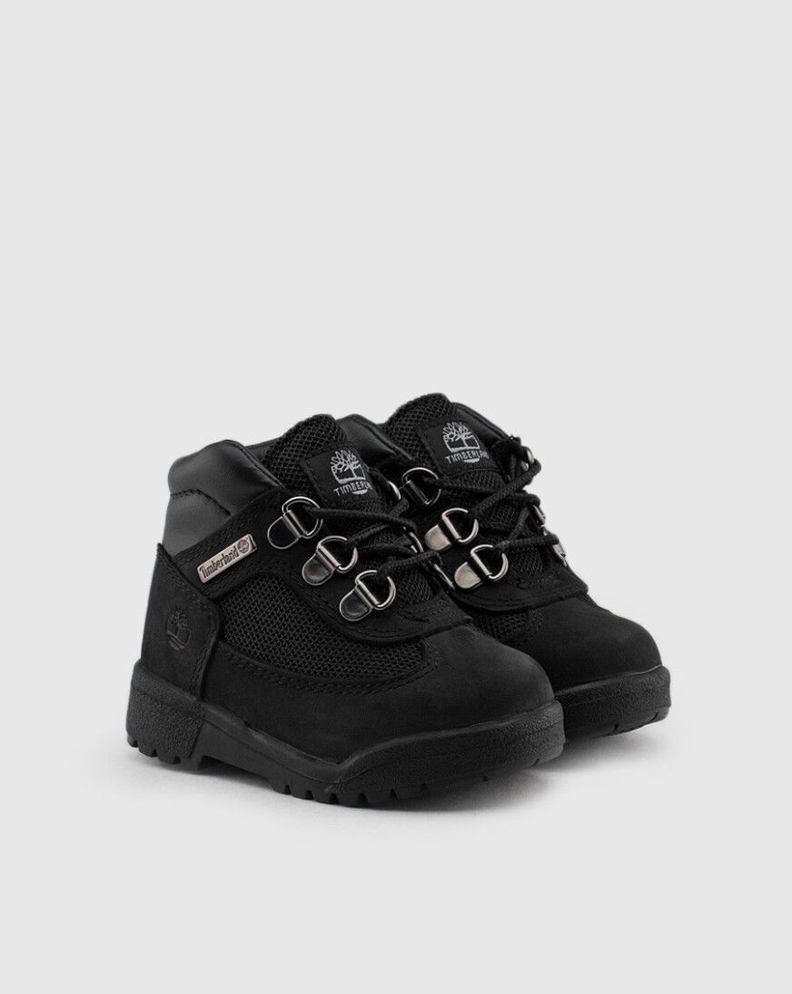 all black timberland field boots