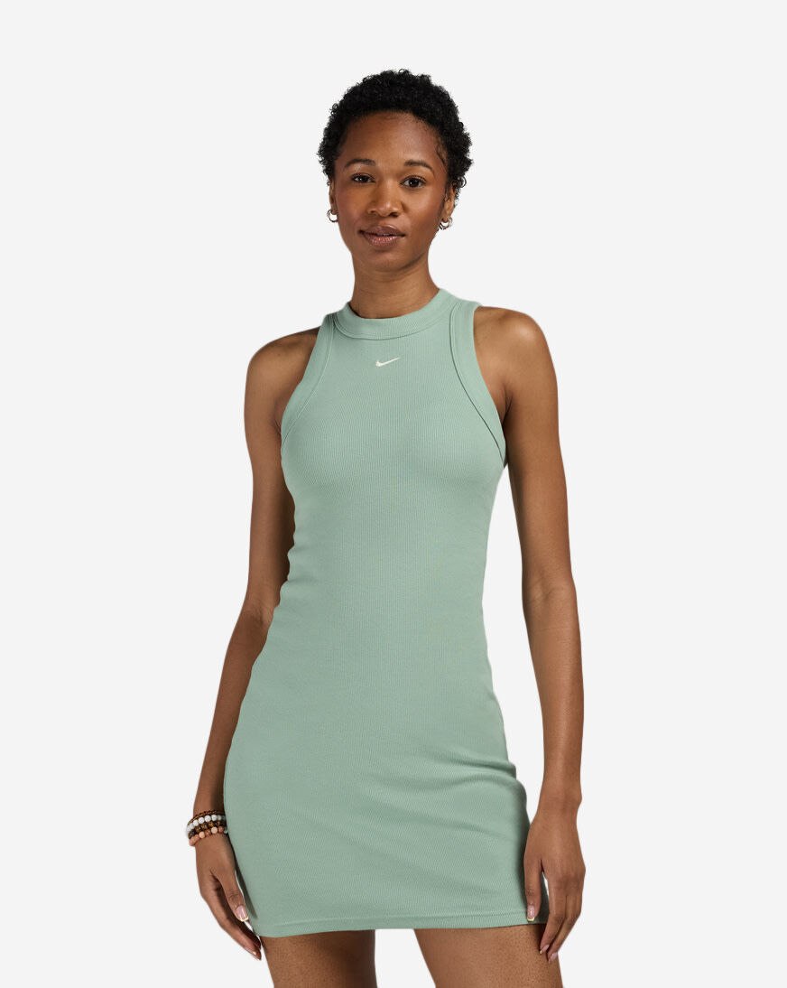 Shop Nike NSW Chill Knit Tight Ribbed Tank Dress IQ0088-006 green