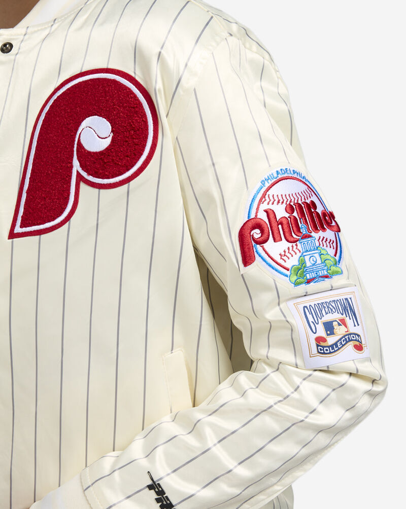 PRO STANDARD Philadelphia Phillies Pinstripe Retro Satin Jacket LPHU314465-ELY White 3