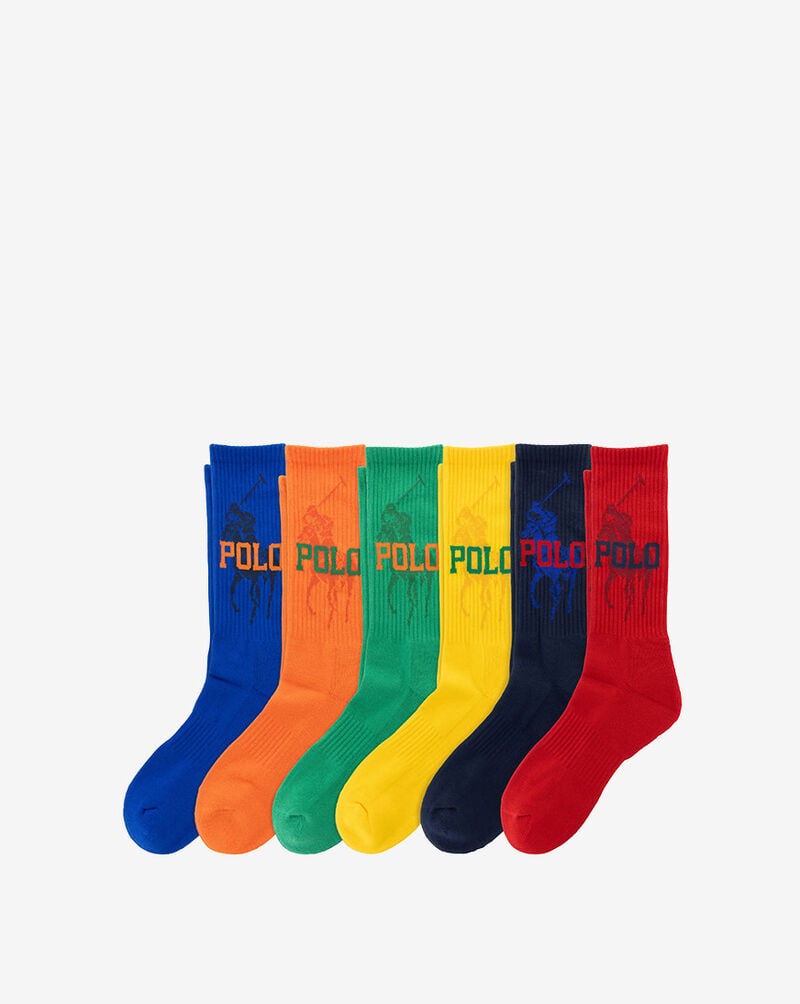 Polo Ralph Lauren Big Pony 6Pk Crew Socks (L) 821663PK3-993 Multi 1