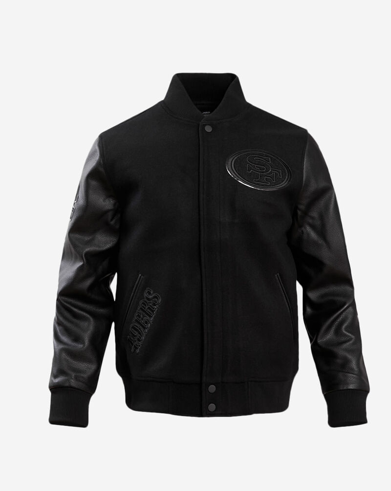 PRO STANDARD San Francisco 49ers Triple Black Varsity Jacket  FS46410191-3BK Black 1
