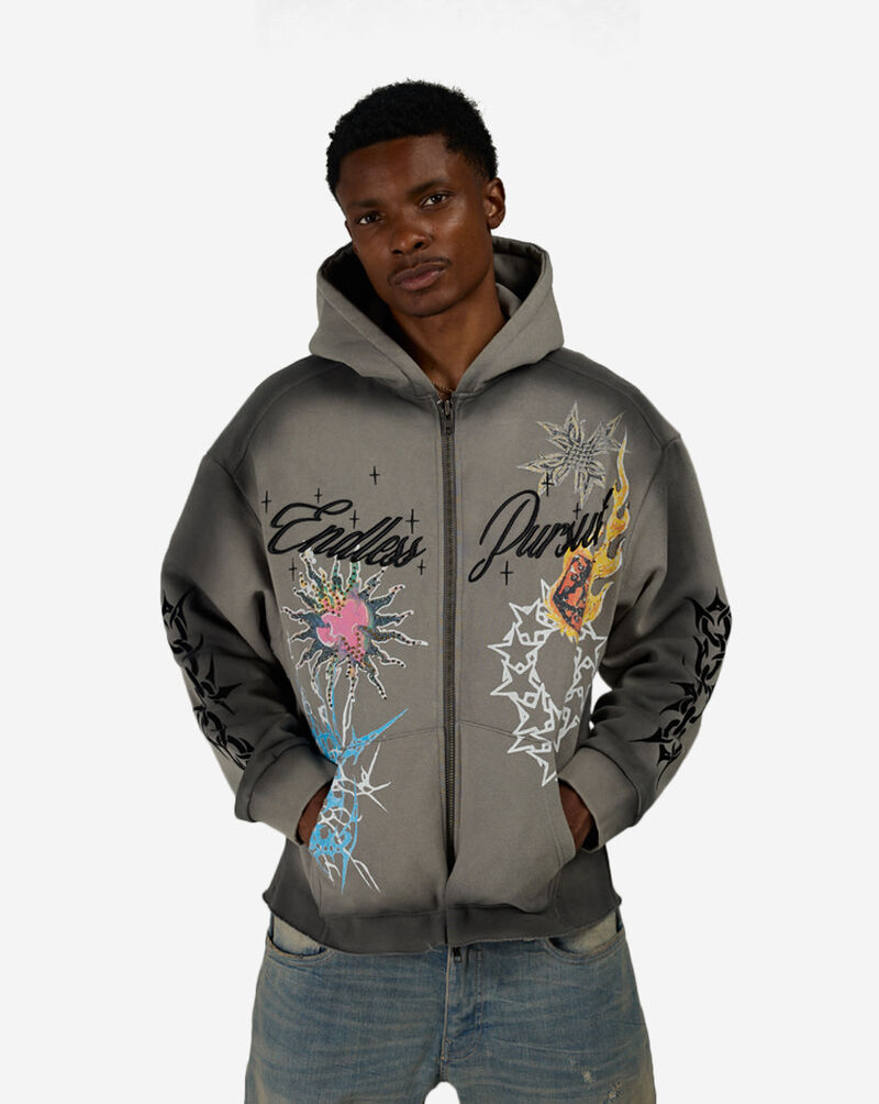 Smoke Rise Endless Pursuit Studded Hoodie FO26F542SN-SKY Grey 1