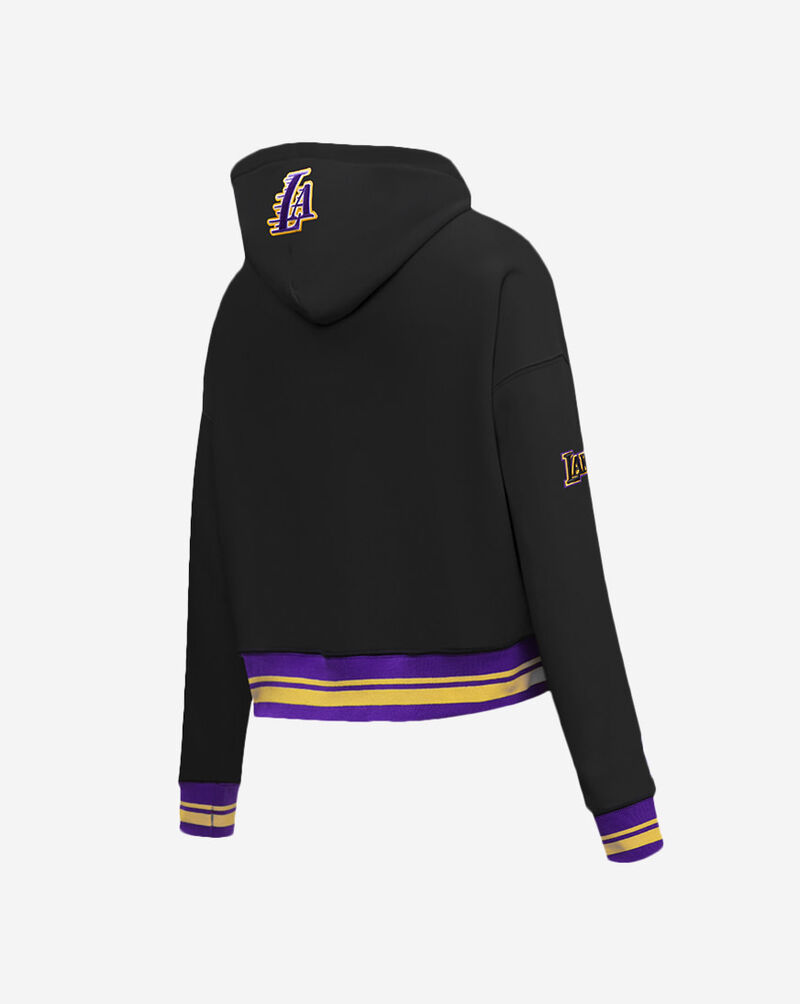 PRO STANDARD Los Angeles Lakers Retro Classic Fleece Cropped Pull Over Hoodie BLLC56214-BKY Black 3