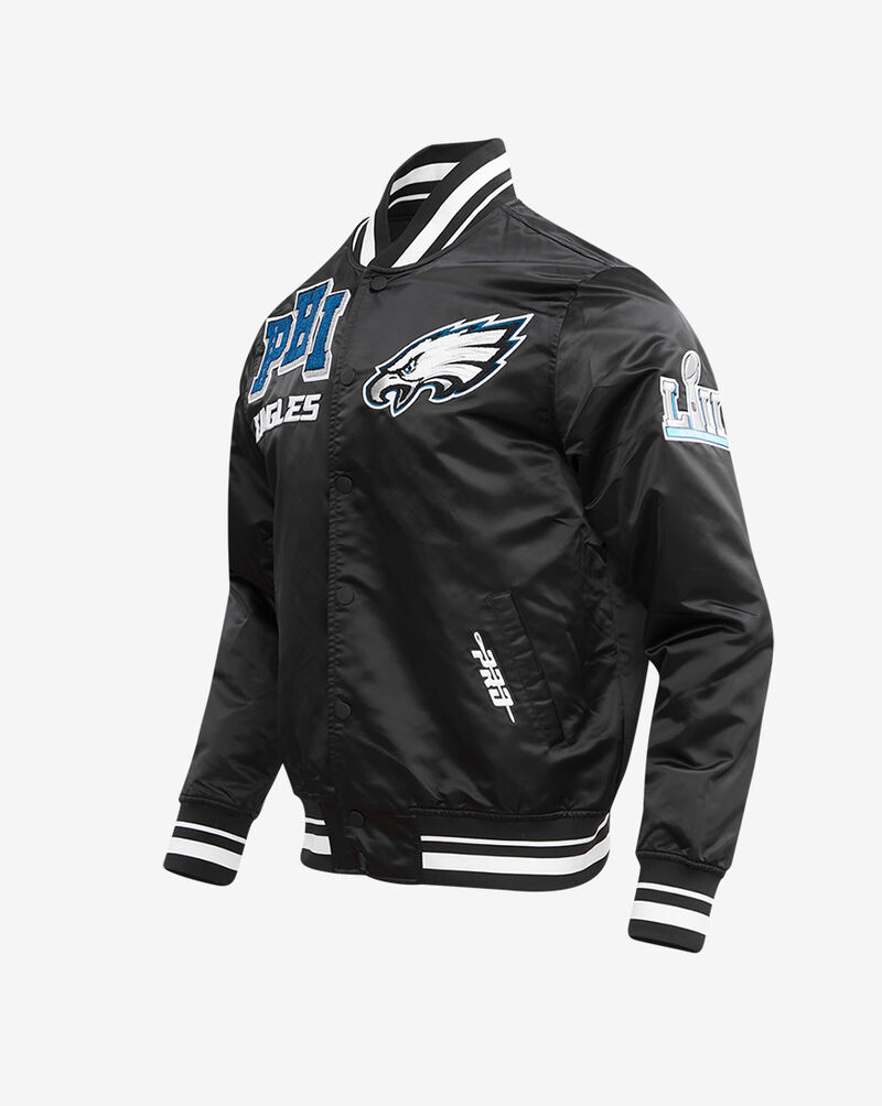 PRO STANDARD Philadelphia Eagles Mash Up Rib Satin Jacket FPE6410443-BLK Black 3