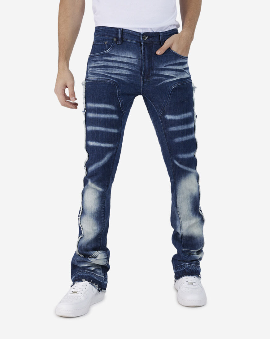 ENOF イナフ　expandable denim pants Sailor jeans - Denim - Stonewashed indigo - Permanent