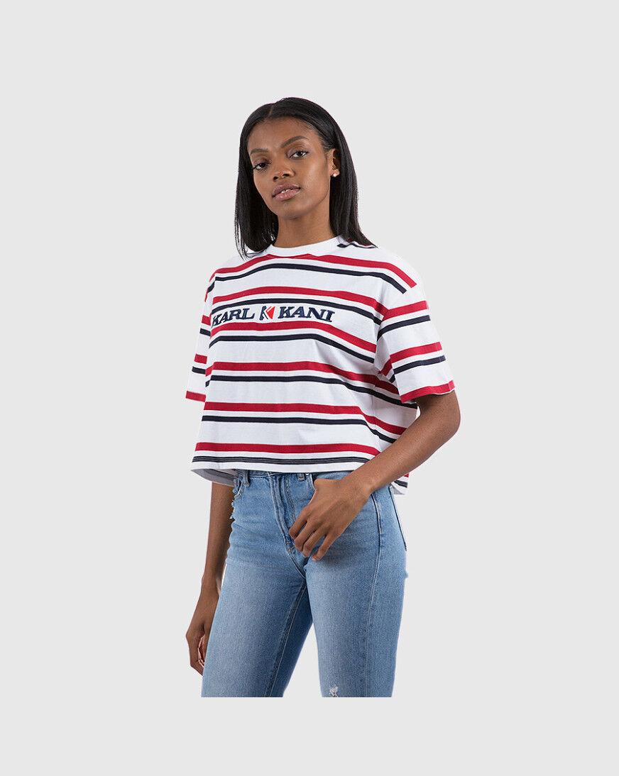 Shop Karl Kani Logo Cropped Tee KK W Q3 19 01 blue SNIPES USA