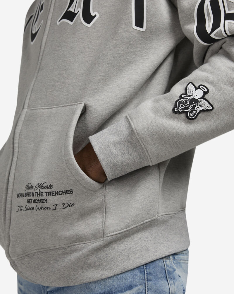 Hasta Muerte Full Zip Skull Hoodie HM0CT002-GRY Grey 3