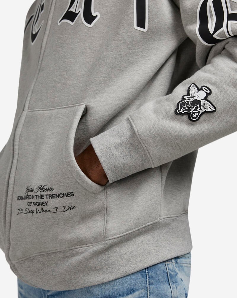 Hasta Muerte Full Zip Skull Hoodie HM0CT002-GRY Grey 3