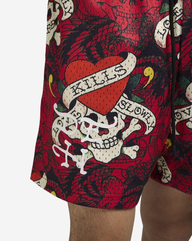 Ed Hardy Skull Mesh Shorts EHM8004-8-RED Red 3