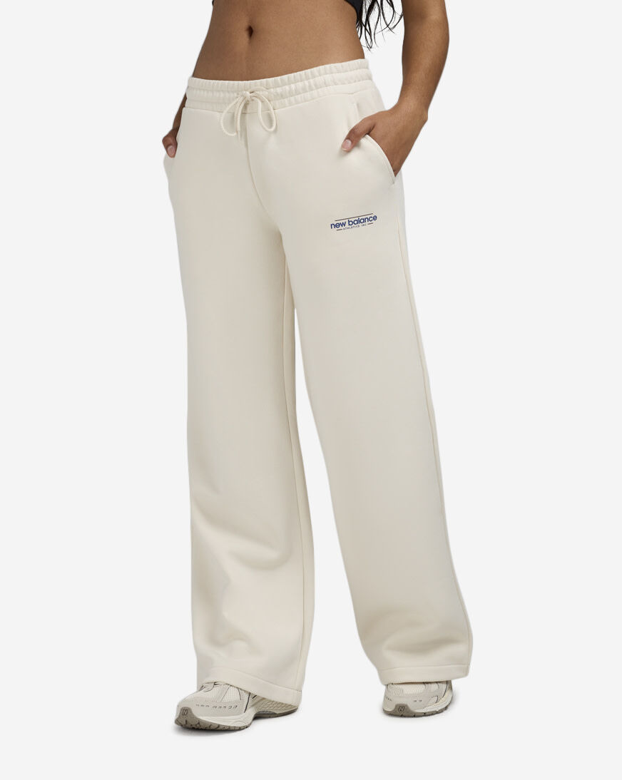 Shop New Balance Reimagined Fleece Wide Leg Pant WP53903-LIN cream