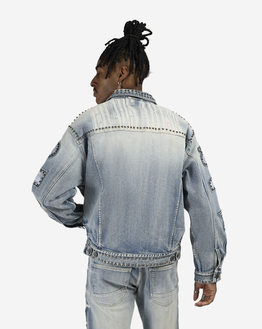 Shop Smoke Rise Chaos Abyss Denim Jacket JJ26S446SN-BLU blue