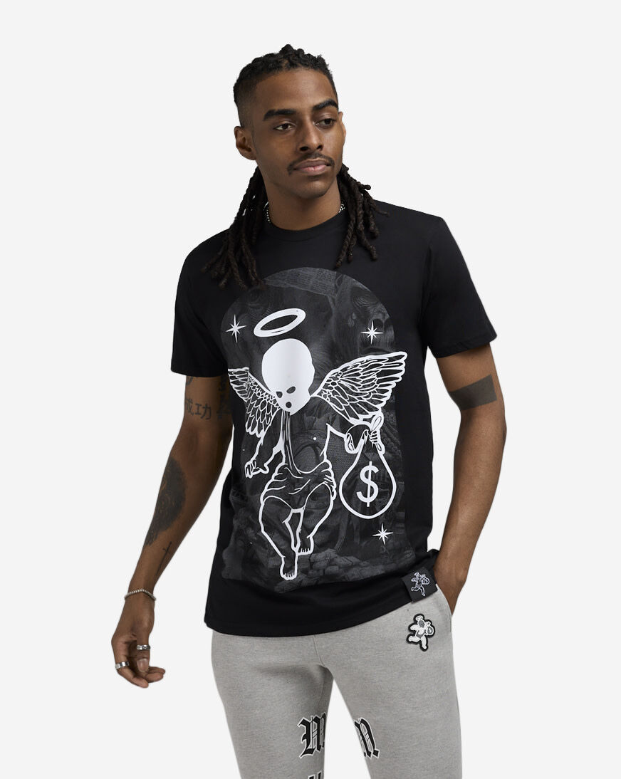Shop Hasta Muerte Collage Angel Arch Tee HMDEC023-BLK black