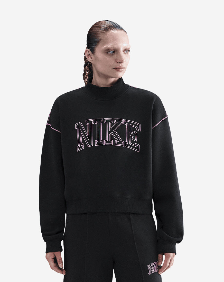 Shop Nike NSW Phoenix Fleece Mock-Neck Sweatshirt IM7490-010 black