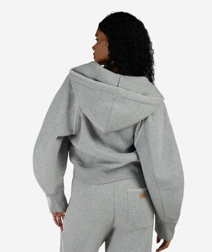 Balloon Sleeve Full Zip Fleece Hoodie