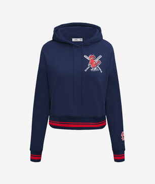 St. Louis Cardinals Mash Up Rib Fleece Cropped Pull Over Hoodie 