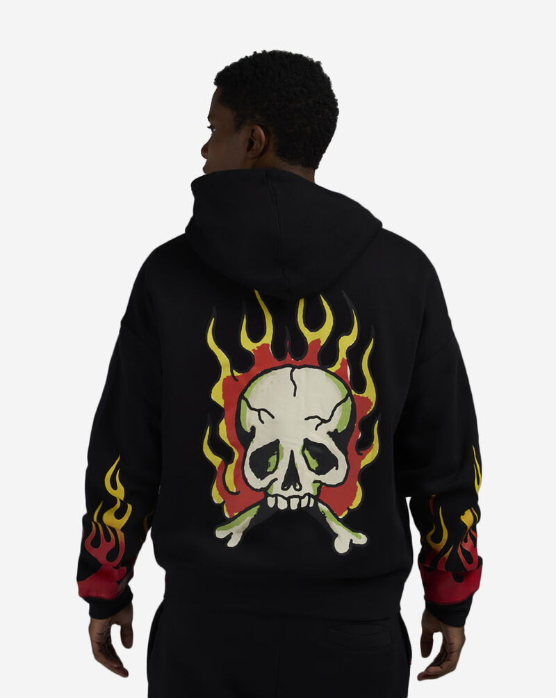 Ed Hardy Skull Flames Full Zip Hoodie EHM13038RS-BLK Black 2