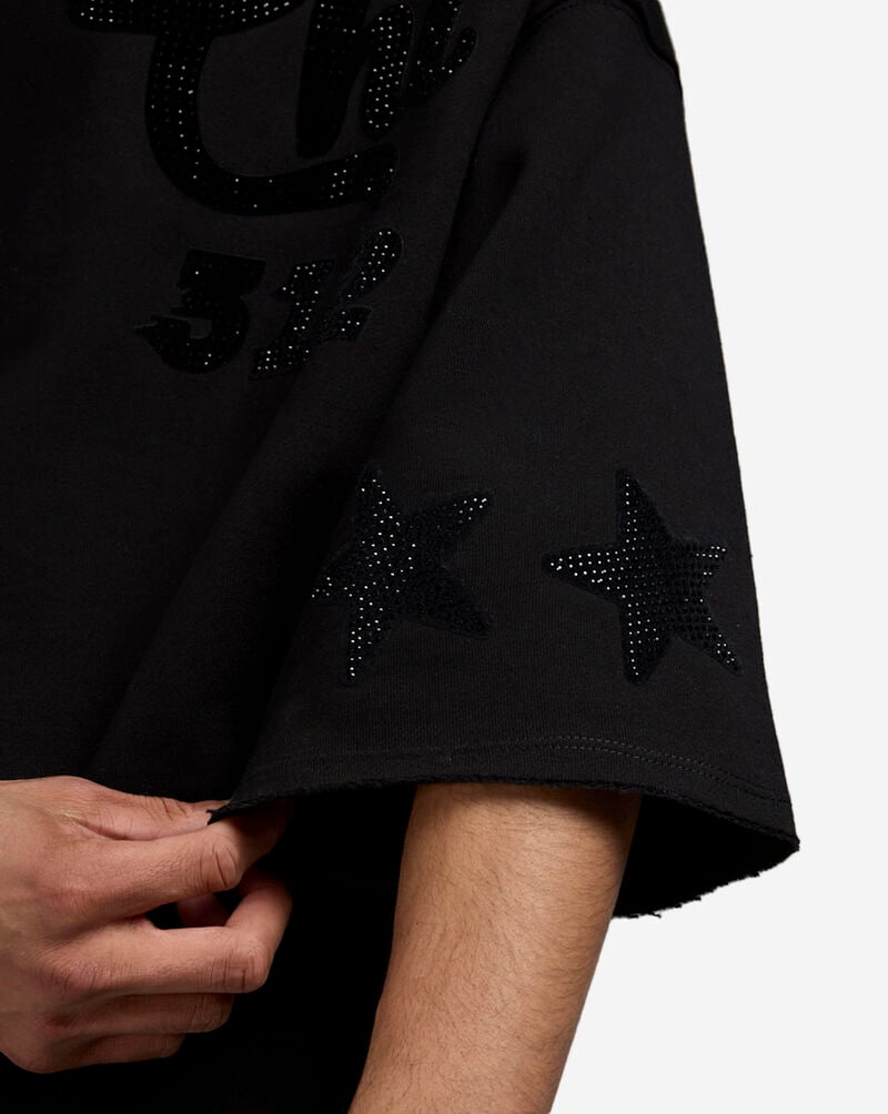 Bag Mafia Chicago Rhinestone Crop Sweatshirt WC5971110-BLK Black 3