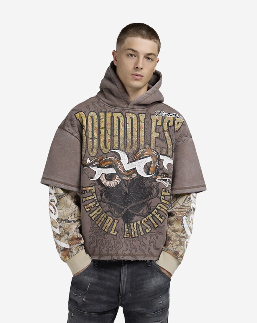 Shop Smoke Rise Boundless Fleece 2 Fer Hoodie FO25672SNZ-FAL green