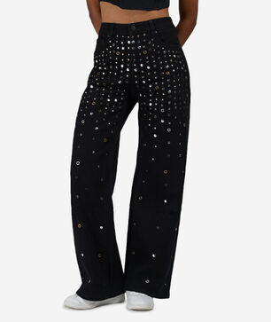 Grommet Front Denim