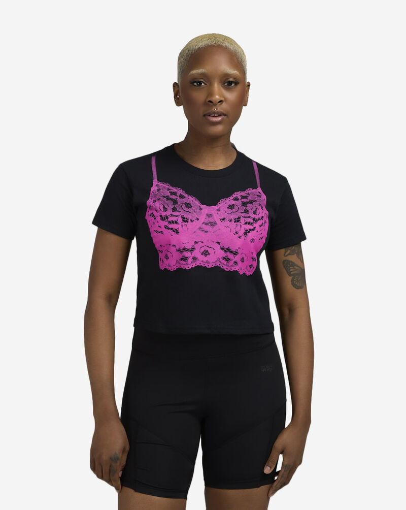 Graphic Tees Lace Bralette Tee TSWRD-118-BABYTEE Black 1