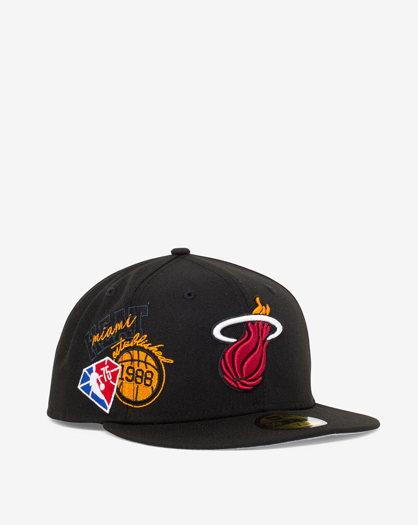 Shop New Era 59Fifty Miami Heat Back Half Fitted Hat 60221740 black
