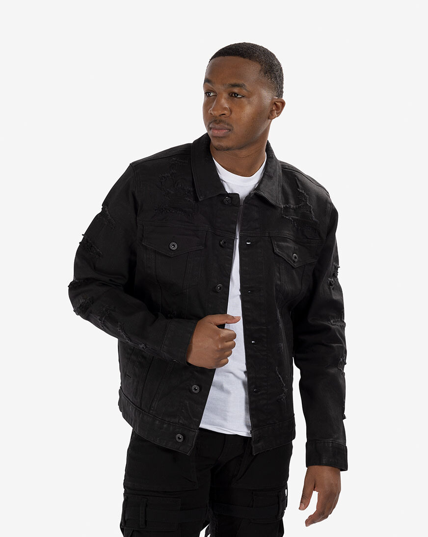 Shop Smoke Rise Rip Tear Denim Jacket 