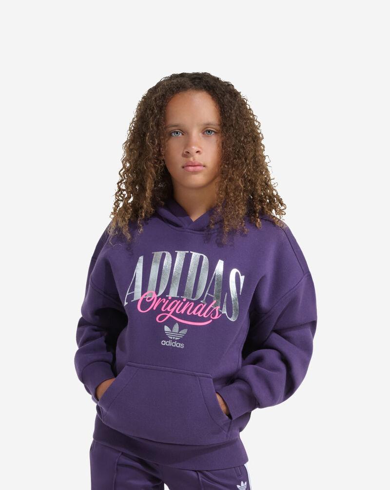adidas Kids' Silver Foil Logo Fleece Hoodie  OA01197-AURORAPLUM Purple 1