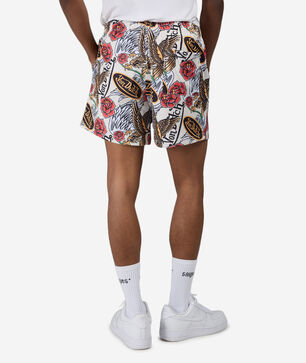 Allover Rose And Eagle Print Short