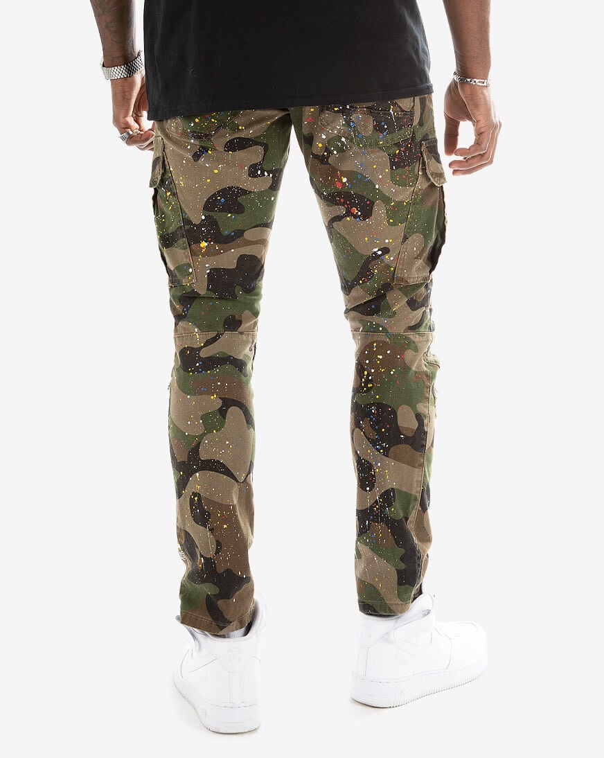 Camo pants with paint splatter clearance