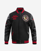 PRO STANDARD Chicago Blackhawks Retro Classic Rib Wool Varsity Jacket HCB667542-BRK Black 1