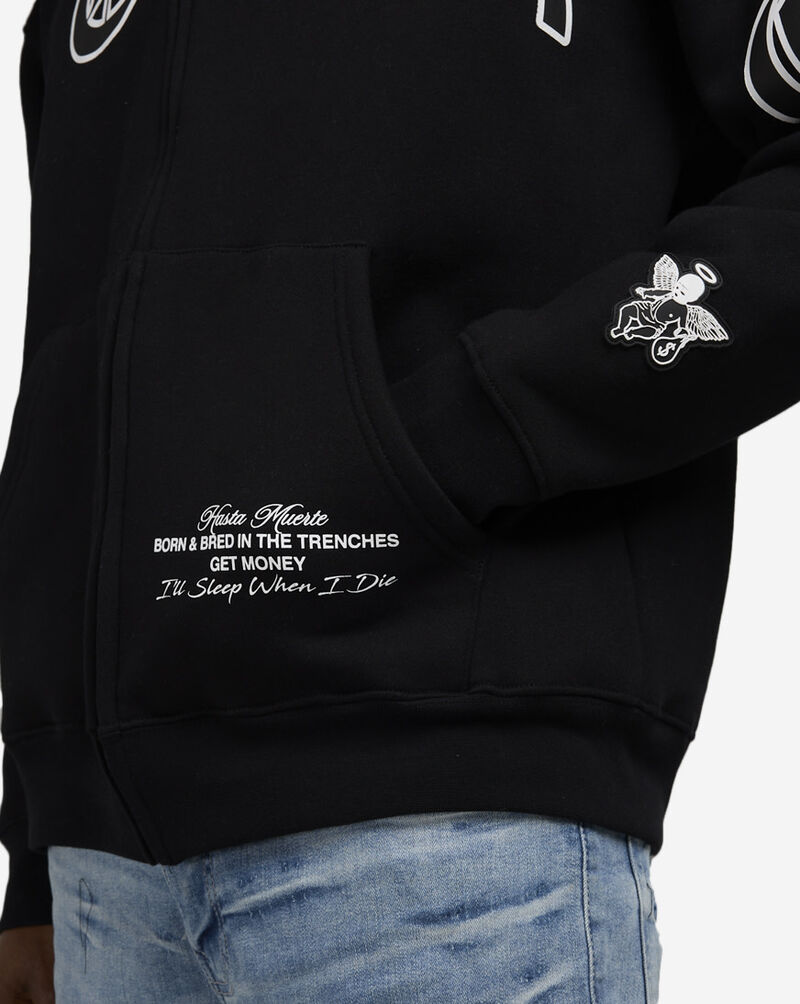 Hasta Muerte Full Zip Skull Hoodie HM0CT001-BLK Black 3