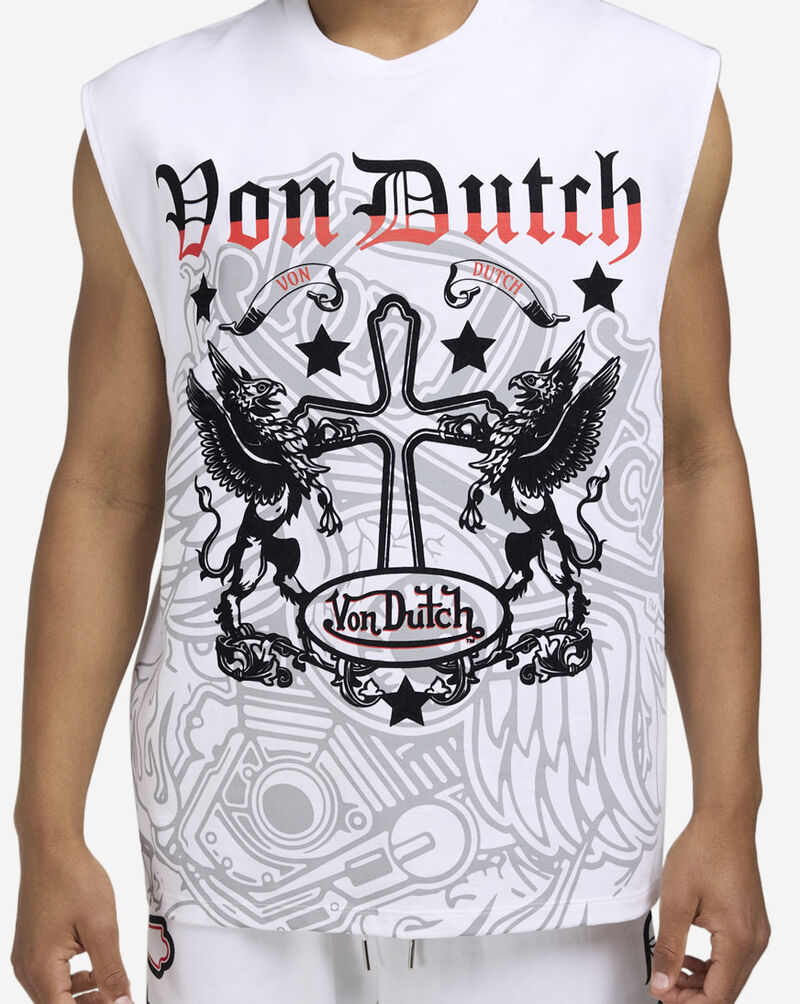 Von Dutch Printed Cross Muscle Tank 4VND9B7774-WHT White 3