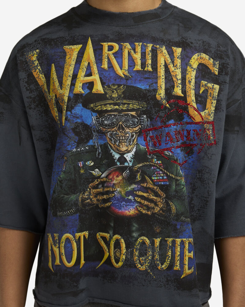 First Row Warning Not So Quiet Cropped Tee FRM1002-GRY Grey 3