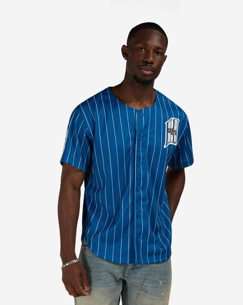 Mitchell  Ness Homestead Grays James Wood Authentic Batting Practice Pinstripes Jersey JY19303-HGRCBWH Blue 1