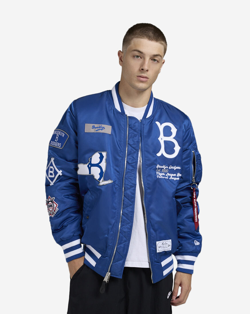 Shop New Era Alpha Industries Brooklyn Dodgers Bomber Jacket