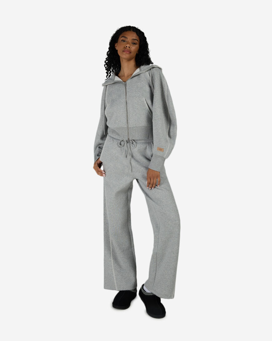 Shop UGG Balloon Sleeve Full Zip Fleece Hoodie 1180556-CFB grey