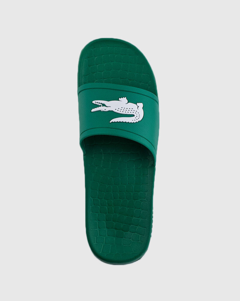 green lacoste slippers
