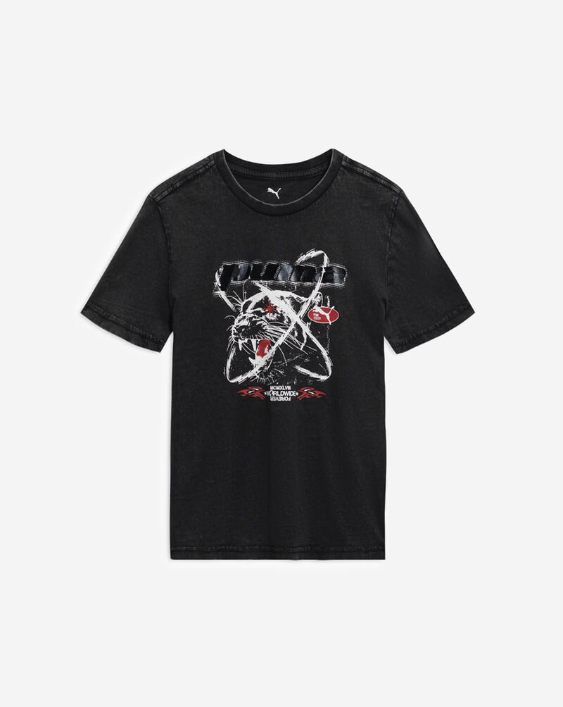 Puma Grade School Street X CTN Relaxed Wash Fashion Jersey Tee PFA25V9T-18999 Black 1