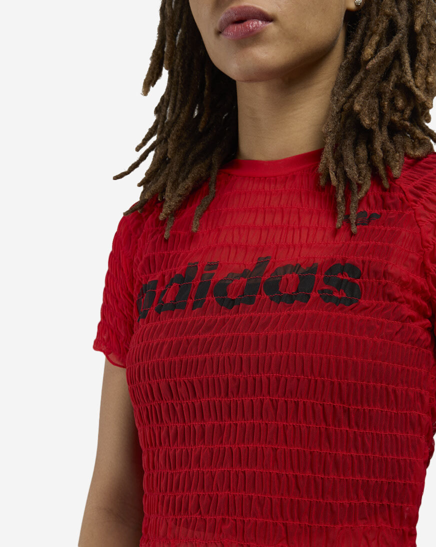 Shop adidas Smocked Cali Tee KE3432 red | SNIPES USA