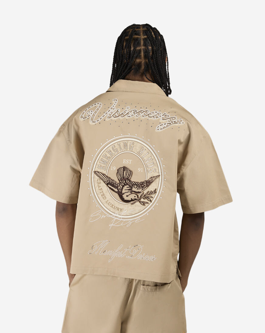 Shop Smoke Rise Visionary Woven Shirt WH26S445SNZ-SES beige