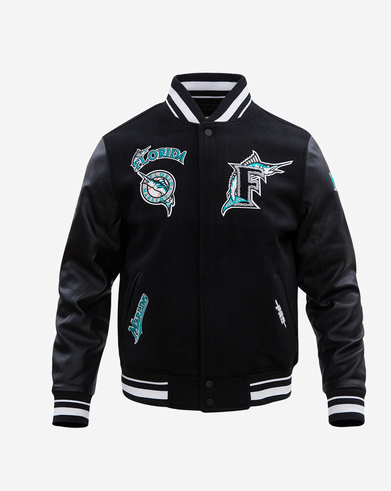 PRO STANDARD Florida Marlins Retro Classic Rib Wool Varsity Jacket LMM635528-BLK Black 1