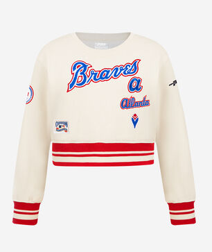 Big Girls' Atlanta Braves Retro Classic Rib Fleece Crewneck