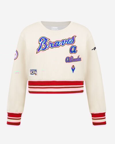 Big Girls' Atlanta Braves Retro Classic Rib Fleece Crewneck