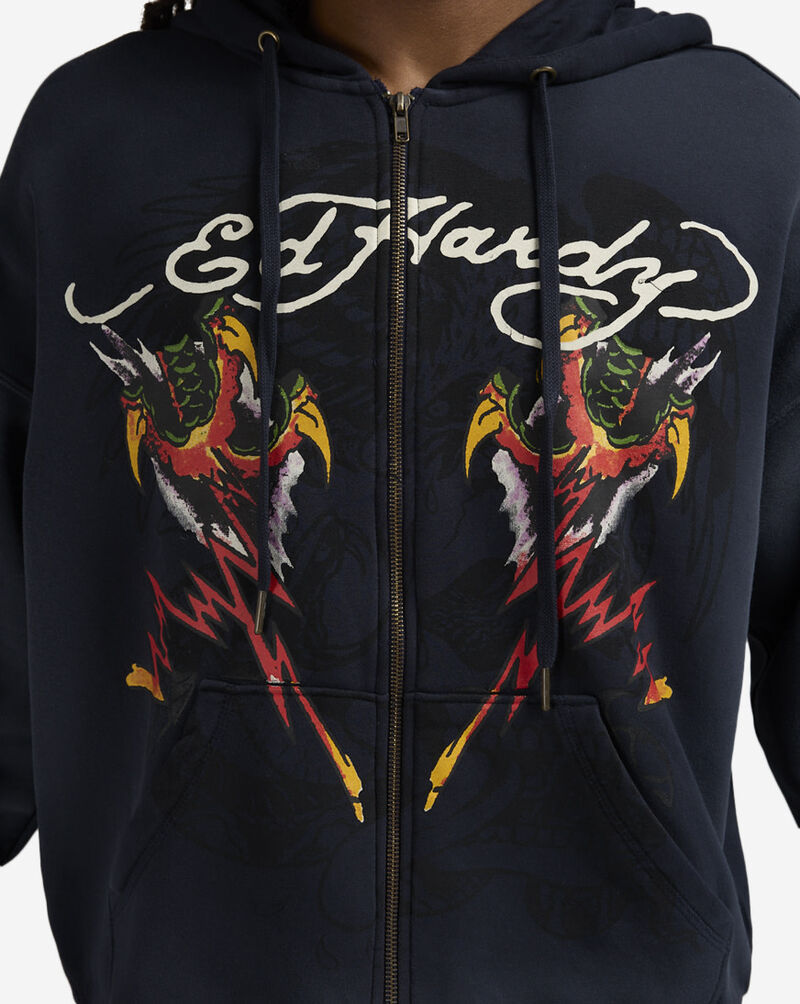 Ed Hardy Tiger Flame Full Zip Hoodie EHM13036-NVY Blue 3